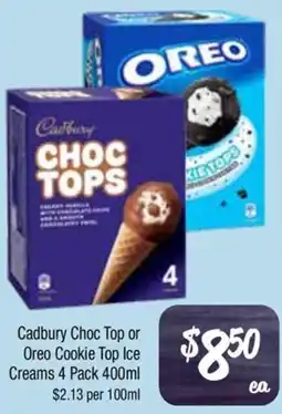 Farmer Jack's Cadbury Choc Top or Oreo Cookie Top Ice Creams offer