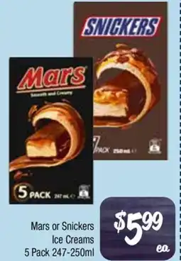 Farmer Jack's Mars or Snickers Ice Creams offer