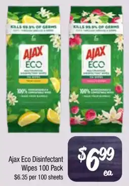 Farmer Jack's Ajax Eco Disinfectant Wipes 100 Pack offer