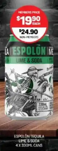 Harry Brown Espolón tequila lime & soda offer