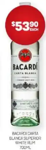 Harry Brown Bacardi carta blanca superior white rum offer