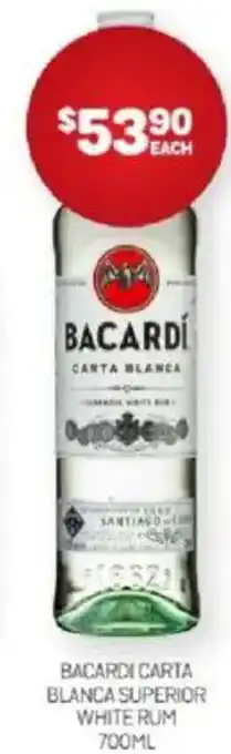 Harry Brown Bacardi carta blanca superior white rum offer