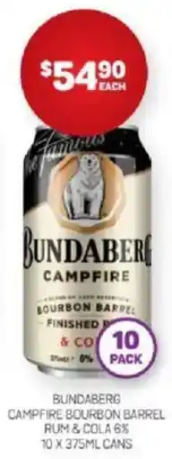 Harry Brown Bundaberg campfire bourbon barrel rum & cola 6% offer