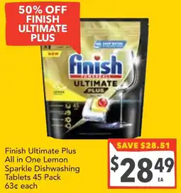 Supa Valu Finish Ultimate Plus All in One Lemon Sparkle Dishwashing Tablets offer