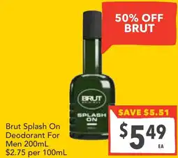 Supa Valu Brut Splash On Deodorant For Men offer
