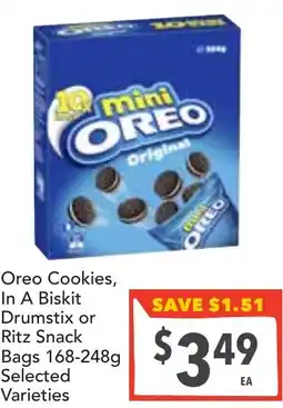 Supa Valu Oreo Cookies, In A Biskit Drumstix or Ritz Snack Bags Selected Varieties offer
