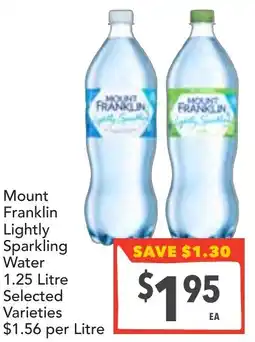 Supa Valu Mount Franklin Lightly Sparkling Water Selected Varieties offer