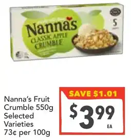 Supa Valu Nanna's Fruit Crumble Selected Varieties offer