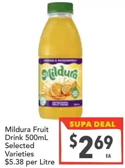 Supa Valu Mildura Fruit Drink Selected Varieties offer