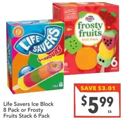 Supa Valu Life Savers Ice Block or Frosty Fruits Stack offer