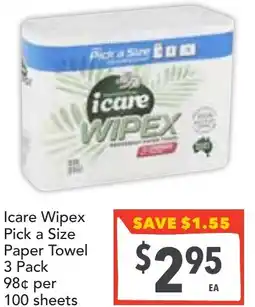 Supa Valu Icare Wipex Pick a Size Paper Towel offer