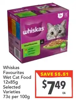 Supa Valu Whiskas Favourites Wet Cat Food Selected Varieties offer