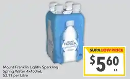 Supa Valu Mount Franklin Lightly Sparkling Spring Water offer