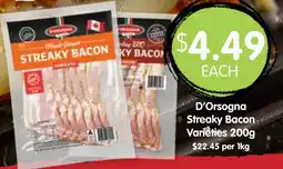 Spudshed D'Orsogna Streaky Bacon Varieties offer