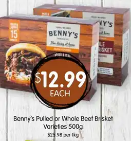 Spudshed Benny's Pulled or Whole Beef Brisket Varieties offer