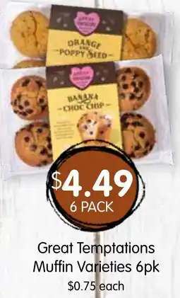 Spudshed Great Temptations Muffin Varieties 6pk offer
