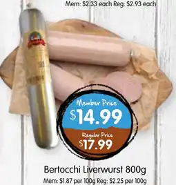 Spudshed Bertocchi Liverwurst offer