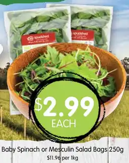 Spudshed Baby Spinach or Mesculin Salad Bags offer