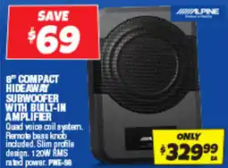 Autobarn 8" compact hideaway subwoofer with built-in amplifier offer