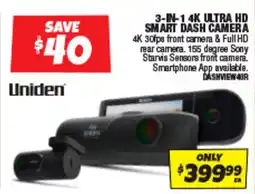 Autobarn 3-in-1 4k ultra hd smart dash camera offer