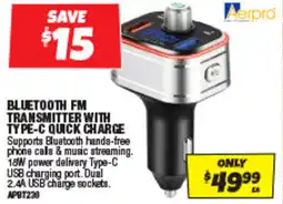 Autobarn Bluetooth fm transmitter with type-c quick charge offer