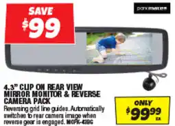Autobarn 4.3" clip on rear view mirror monitor & reverse camera pack offer