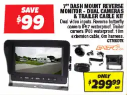 Autobarn 7" dash mount reverse monitor - dual cameras & trailer cable kit offer