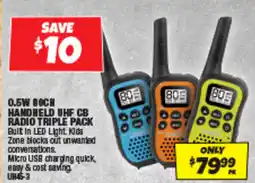 Autobarn 0.5w 80ch handheld uhf cb radio triple pack offer