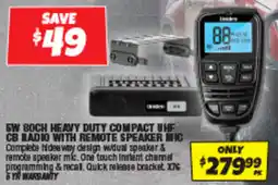 Autobarn 5w 80ch heavy duty compact uhf cb radio with remote speaker mic offer