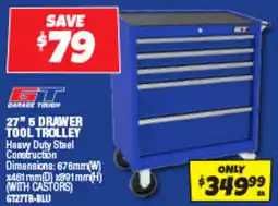 Autobarn 27" 5 drawer tool trolley offer