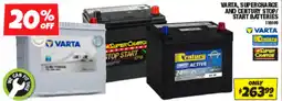 Autobarn Varta, supercharge and century stop/ start batteries offer
