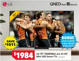 Harvey Norman LG 75" evo Al 4K Mini LED Smart TV offer