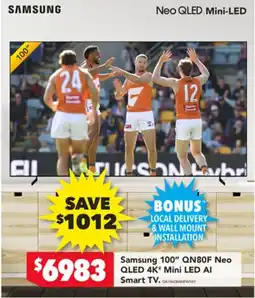 Harvey Norman Samsung 100" Neo QLED 4K* Mini LED AI Smart TV offer