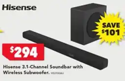 Harvey Norman Hisense 3.1-Channel Soundbar with Wireless Subwoofer offer