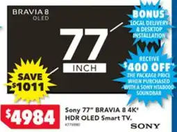 Harvey Norman Sony 77" BRAVIA 8 4K HDR OLED Smart TV offer