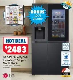 Harvey Norman LG Side-By-Side InstaView Fridge - Matte Black offer