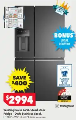 Harvey Norman Westinghouse Quad-Door Fridge - Dark Stainless Steel offer