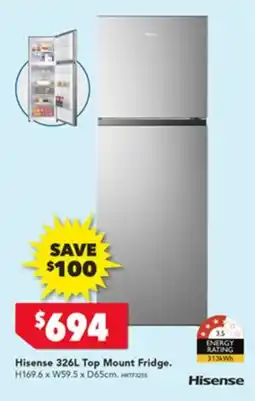 Harvey Norman Hisense Top Mount Fridge offer