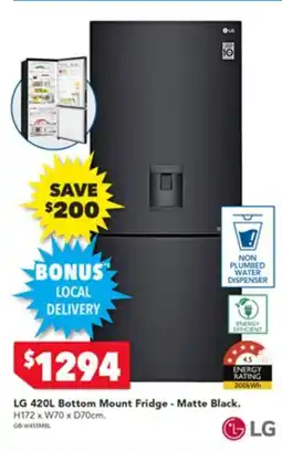Harvey Norman LG Bottom Mount Fridge - Matte Black offer