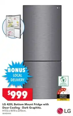 Harvey Norman LG Bottom Mount Fridge with Door Cooling - Dark Graphite offer