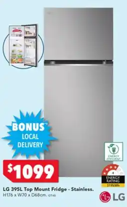 Harvey Norman LG Top Mount Fridge - Stainless offer