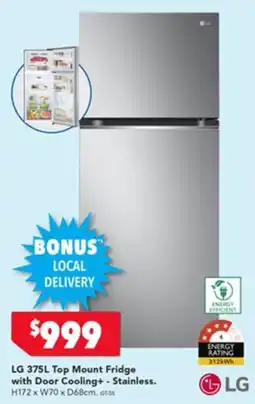 Harvey Norman LG Top Mount Fridge with Door Cooling - Stainless offer