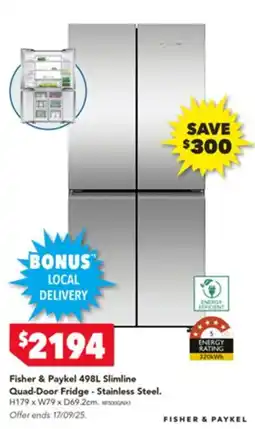 Harvey Norman Fisher & Paykel Slimline Quad-Door Fridge - Stainless Steel. offer