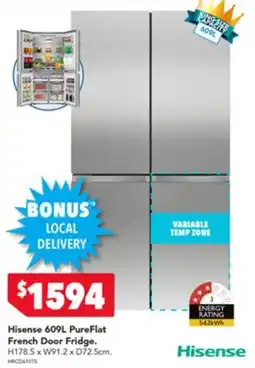 Harvey Norman Hisense PureFlat French Door Fridge offer