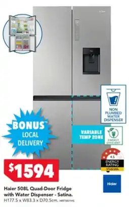 Harvey Norman Haier Quad-Door Fridge with Water Dispenser - Satina offer