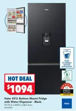 Harvey Norman Haier Bottom Mount Fridge with Water Dispenser - Black offer