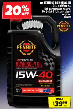 Autobarn 10 tenths running-in oil 15w40 offer