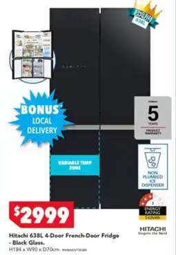 Harvey Norman Hitachi 4-Door French-Door Fridge - Black Glass offer