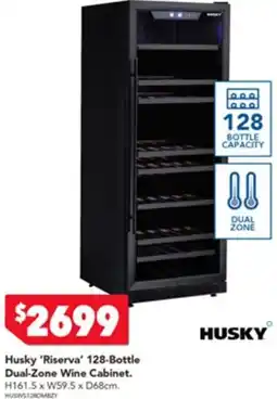 Harvey Norman Husky 'Riserva' 128-Bottle Dual-Zone Wine Cabinet offer