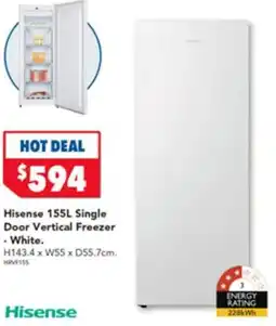 Harvey Norman Hisense Single Door Vertical Freezer -White. offer